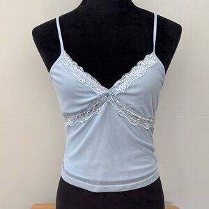 Pink Rose Light Gray Mesh Top
